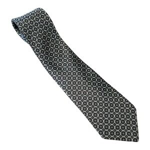 Cavalier Silk Necktie Mens One Size Green Navy Geometric‎ Medallion Classic Tie